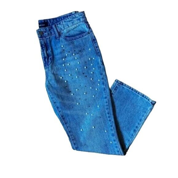 Who What Wear Pearl Embellished Cropped Jeans - Picture 4 of 6